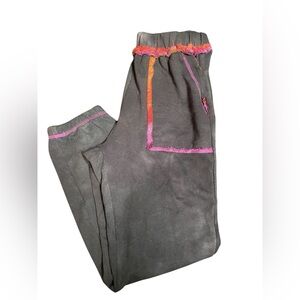 Women’s Black Joggers with Pink and Orange Accents, S